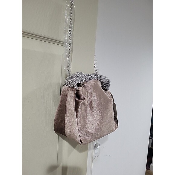 Melie Bianco Estela Taupe Velvet Rhinestone Top Handle Bag - Msrp $68 NWT - Picture 11 of 16